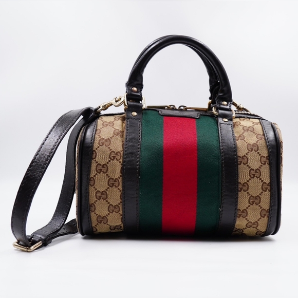 AZ15❤️ GUCCI Monogram Vintage Web mini Boston - Picture 1 of 15